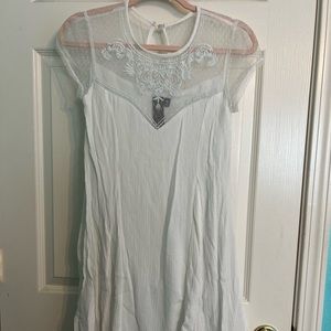 White Gauze Dress with Mesh and Detailing, Size XS